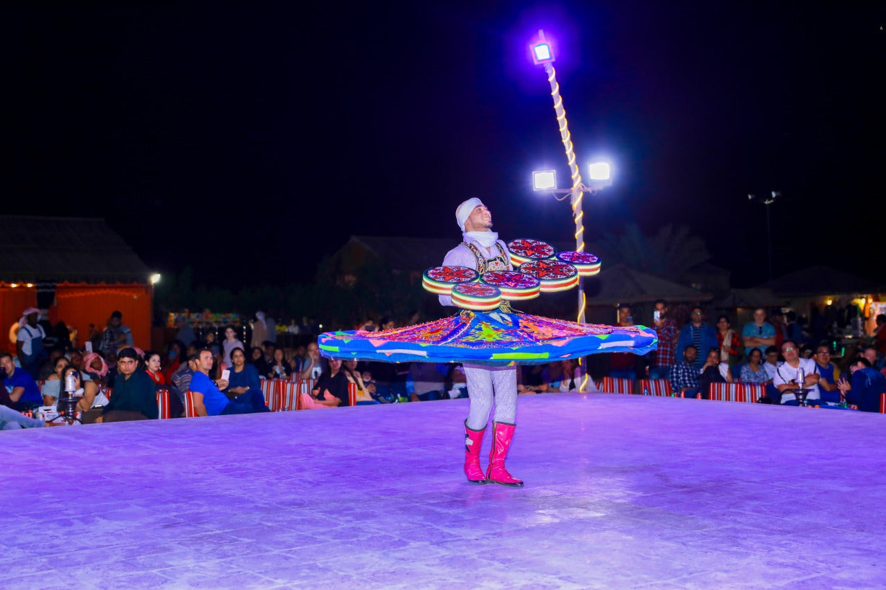 Another view of a Tanoura dance performer at the Standard Desert Safari camp in Dubai
