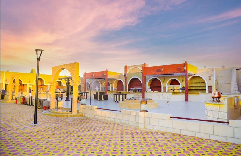 View of the desert safari camp in Dubai showing the overall setup and ambiance
