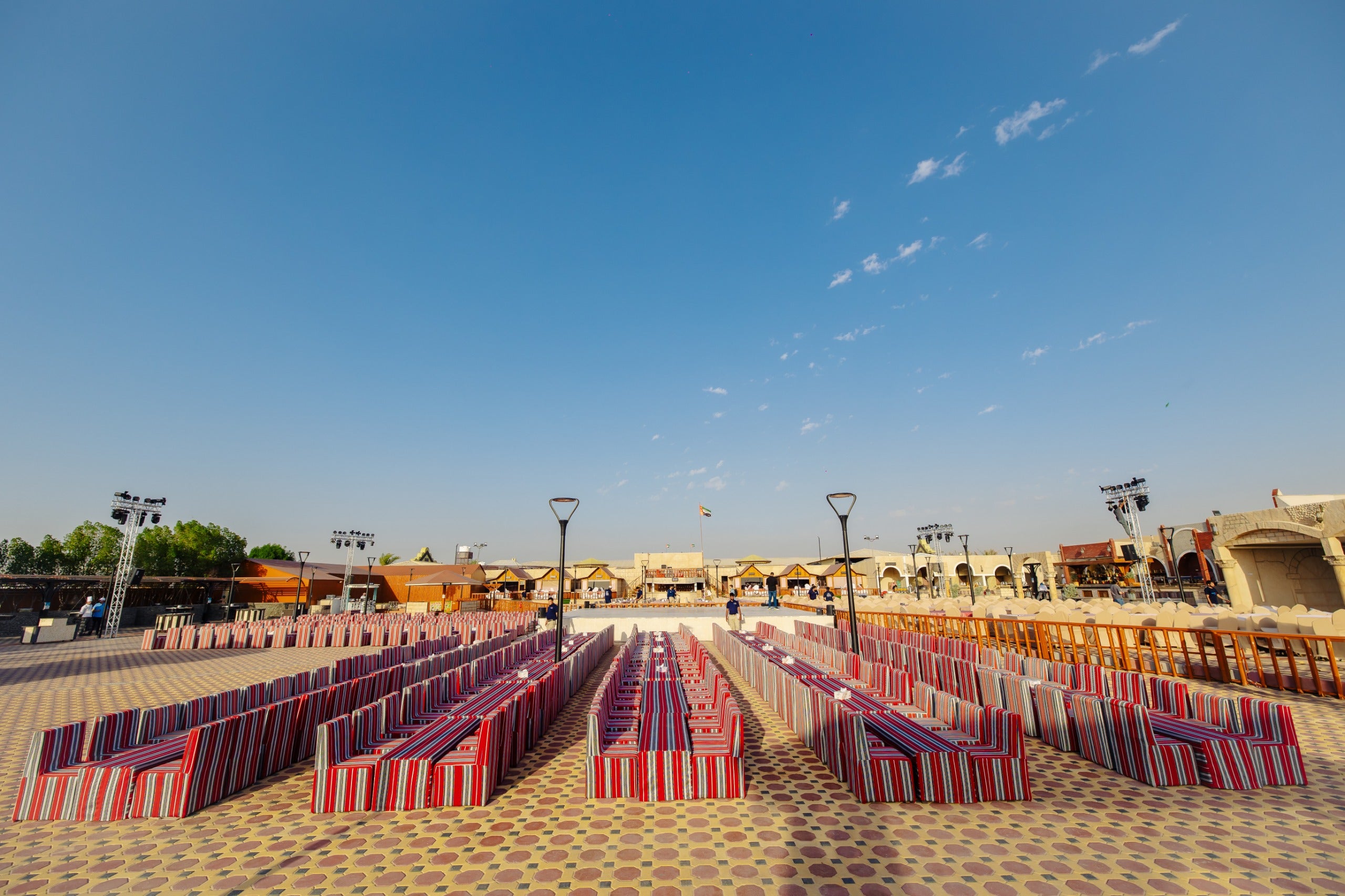 Luxury sitting area at the desert safari camp in Dubai for a comfortable experience