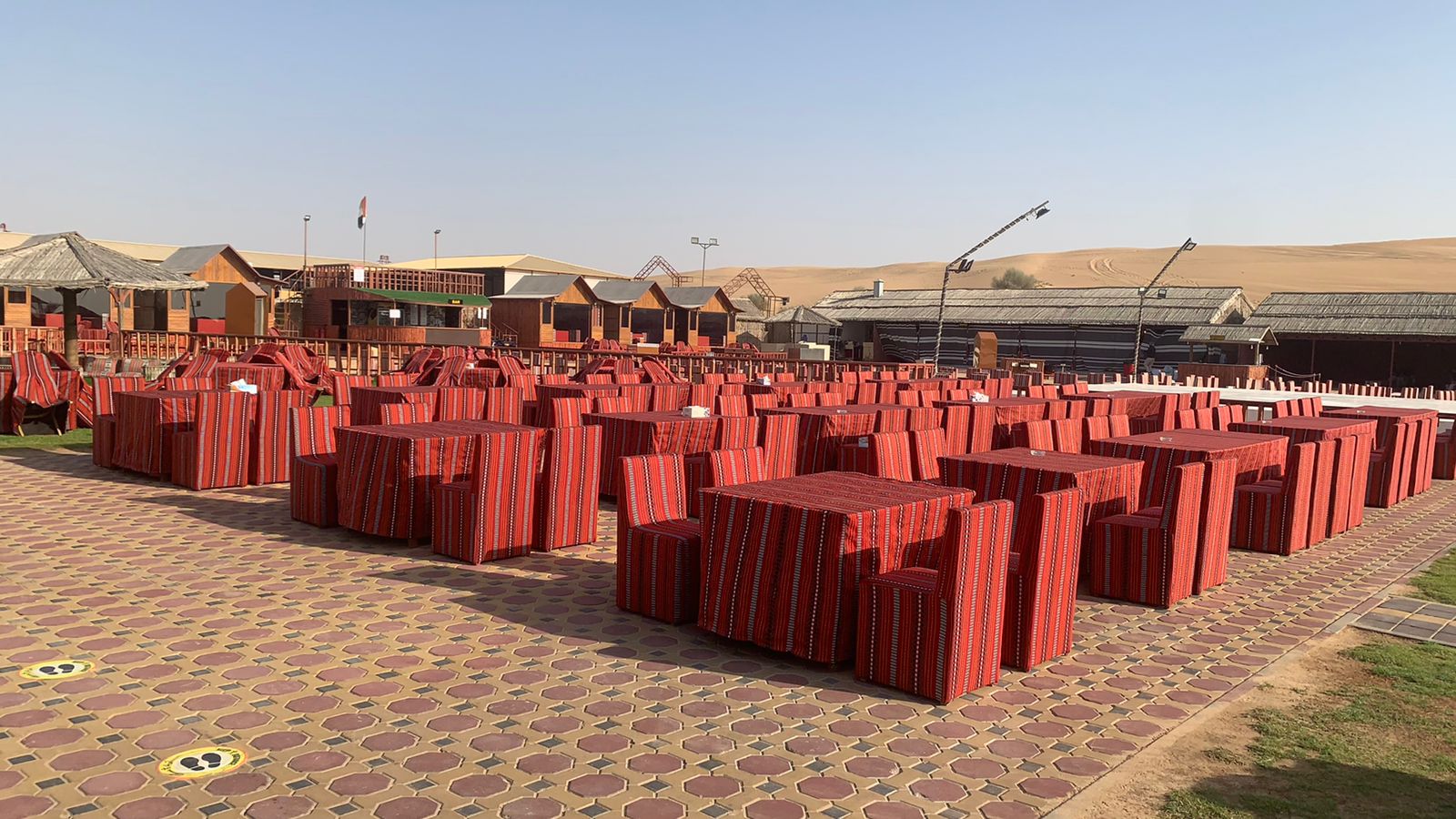 Comfortable sitting area at the Standard Desert Safari camp in Dubai for relaxation