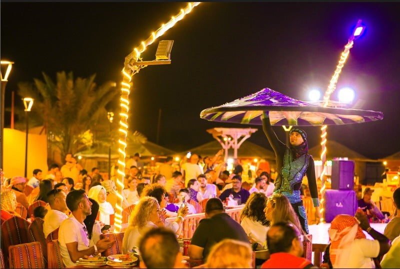 Tanoura dance performance at the Standard Desert Safari camp in Dubai entertaining guests