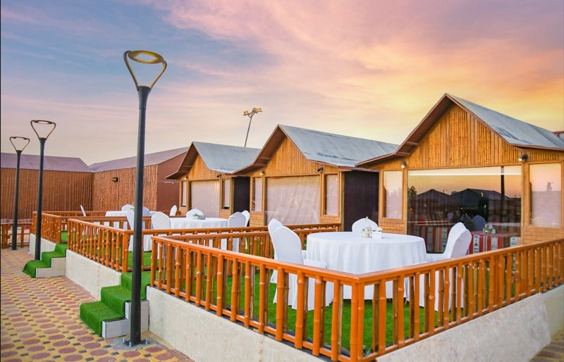 VIP sitting area at the desert safari camp in Dubai with premium comfort and amenities