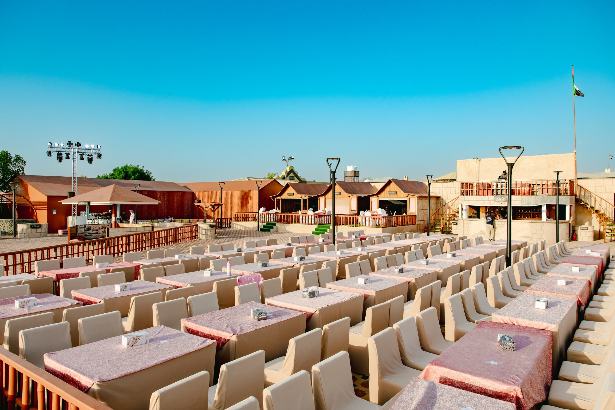 Comfortable sitting area at the Premium Desert Safari camp in Dubai