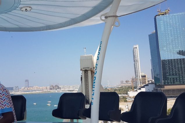 Flying Cup Dubai with aerial city views