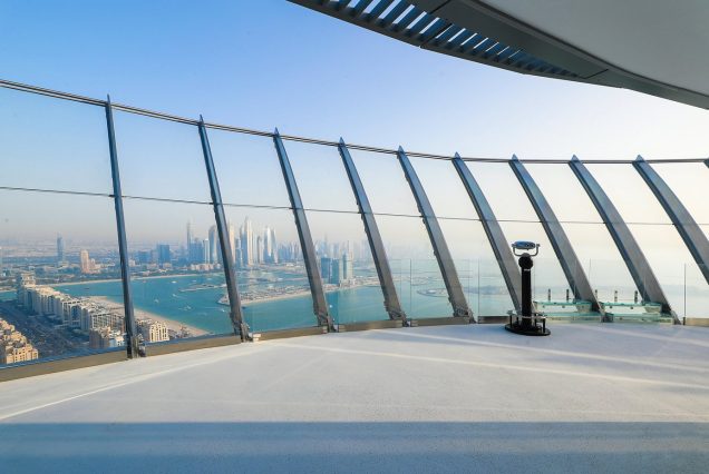View at The Palm observatory deck with Dubai skyline