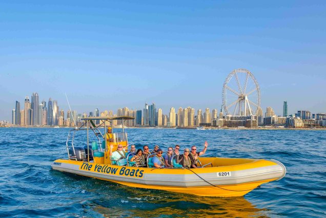 Dubai boat tour with coastal views