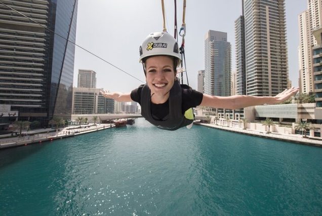 XLine Dubai Marina zipline over water